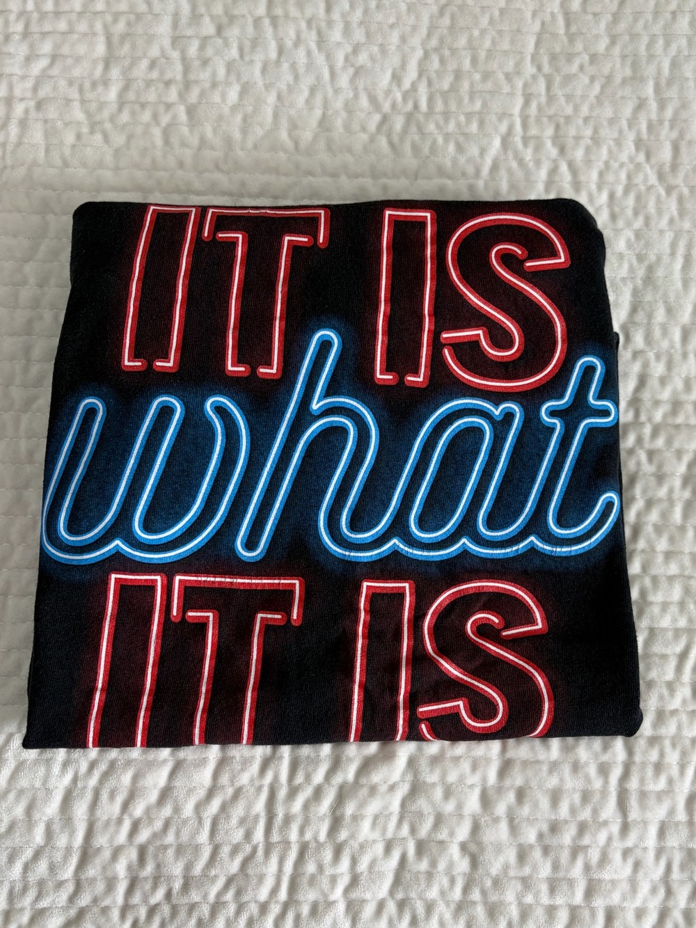 DOM Neon Graphic Tee “It Is What It Is” Black T Shirt